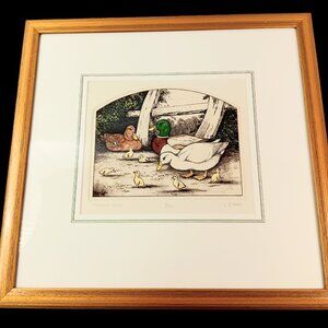 Lucius DuBose Etched Print "Michael's Ducks" Signed Matted Framed Number 2/250